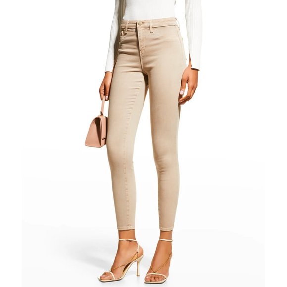 L'AGENCE | Margot High Rise Skinny Ankle Stretch Jeans in Biscuit - Picture 1 of 9